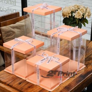 Hộp mica đáy vuông đựng bánh kem, bánh sinh nhật