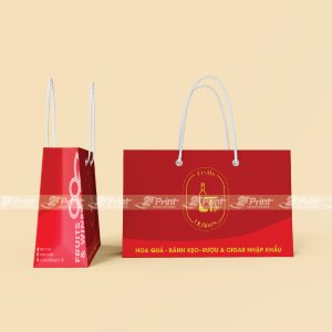 Túi giấy đựng hoa quả màu đỏ