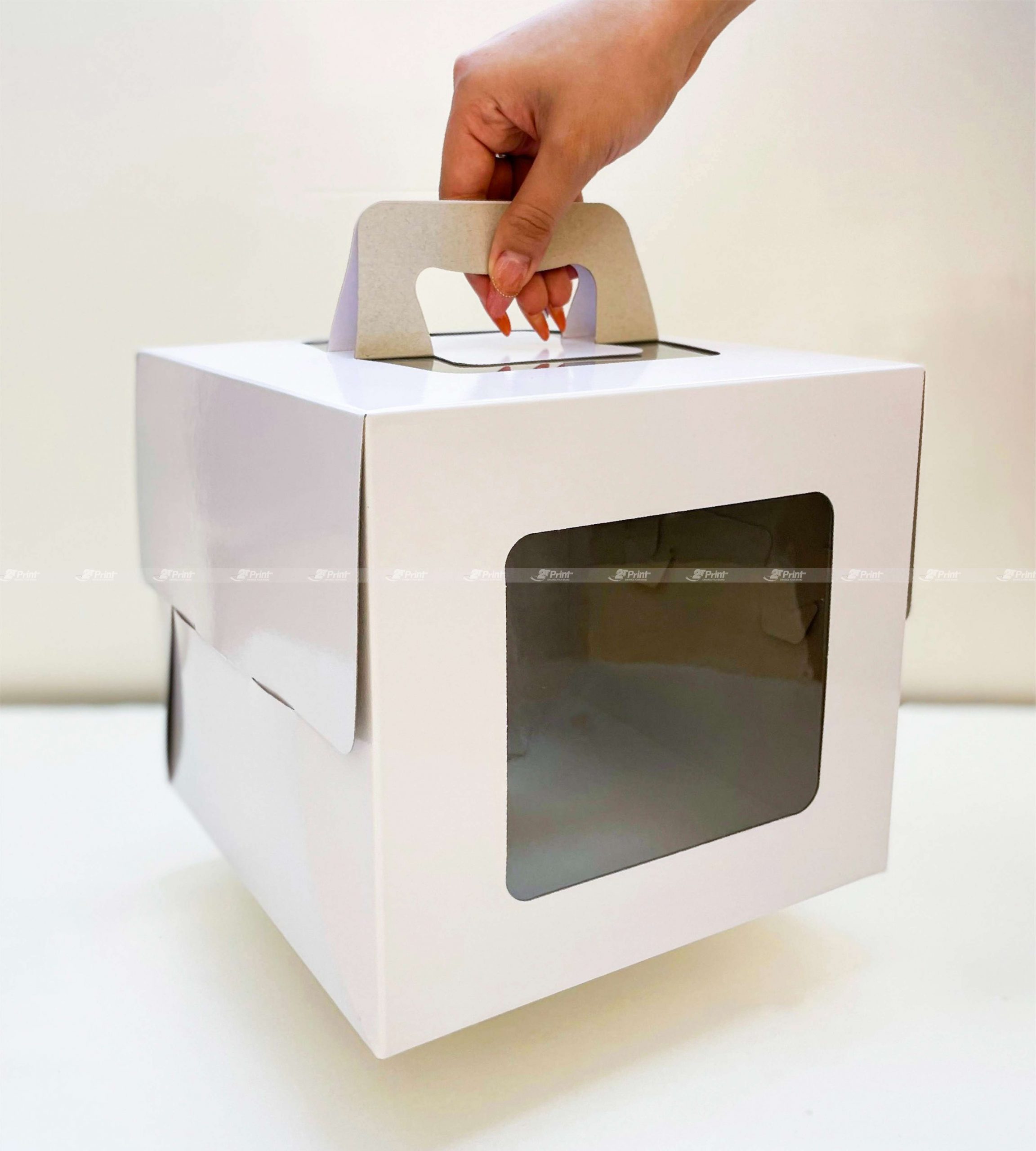 Hộp giấy đựng bánh kem quai xách Duplex