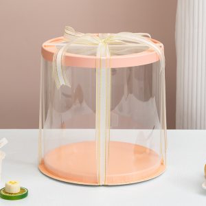 Hộp mica tròn 2 tầng đựng bánh sinh nhật