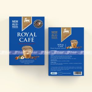 Hộp giấy đựng cà phê Royal Cafe màu xanh